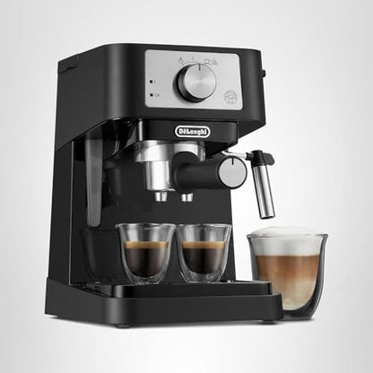 De'Longhi Stilosa Manual Espresso Machine, Compact Coffee Maker, 15 Bar Pump Pressure, Manual Milk Frother Steam Wand for Authentic Single & Double Espresso, Lattes & Cappuccinos, Tamper Included