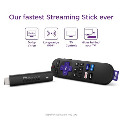 Roku Streaming Stick 4K | Portable Roku Streaming Device 4K/HDR/Dolby Vision, Roku Voice Remote, Free & Live TV