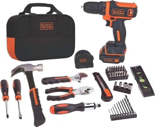 BLACK+DECKER 12V MAX Drill & Home Tool Kit, 60-Piece (BDCDD12PK)