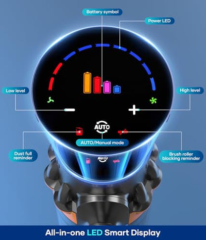 NADALY Cordless Vacuum Cleaner, 550W/45Kpa Stick Vacuum with Touch Screen, MAX 65Mins Runtime Vacuum Cleaner for Home, Anti-Tangle & Auto Mode, Wireless Vacuum for Pet Hair Carpet Hardwood Floor