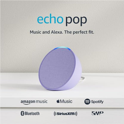 Amazon Echo Pop | Full sound compact smart speaker with Alexa | Lavender Bloom