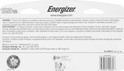 Energizer 123 Lithium Batteries (12 Pack), 3V Photo Batteries
