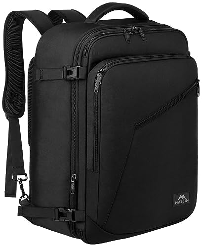 MATEIN Carry on Backpack, Extra Large Travel Backpack Expandable Airplane Approved Weekender Bag for Men and Women, Water Resistant Lightweight Daypack for Flight 40L, Black