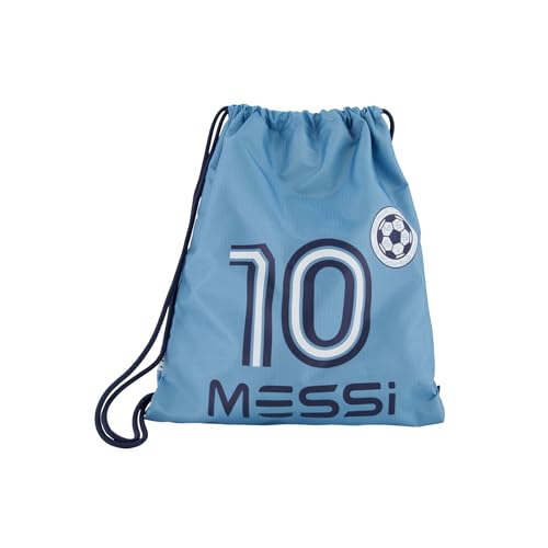 Messi Boys' Lifestyle Drawstring Bag Girls, Side Pocket & Comfortable Straps, Argentina Blue, One Size