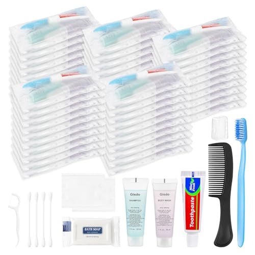 50 Sets Disposable Travel Toiletry Kit, Bulk Personal Hygiene Kit