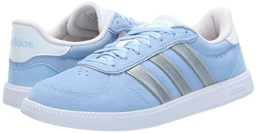 adidas Women's Breaknet Sleek Sneaker, Blue/Silver Metallic/Halo Blue, 7.5