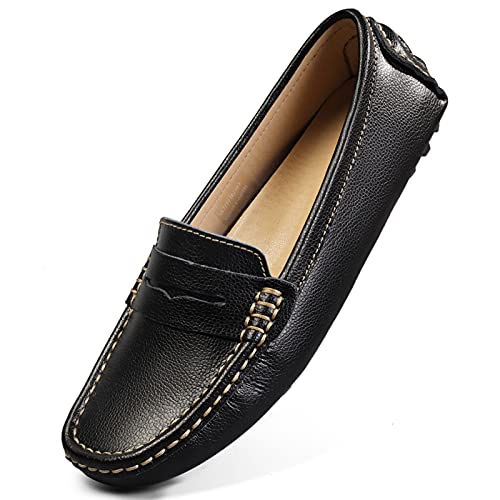 Artisure Women's Classic Handsewn Black Genuine Leather Penny Loafers Driving Moccasins Casual Boat Shoes Slip On Fashion Office Comfort Flats 9 M US SKS-1221HEI90-1