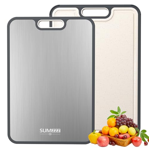 Titanium Cutting Board for Kitchen, Cutting Board Double Sided Food Grade, Pure Titanium/PP, Easy to Clean Large Size 15x10.3