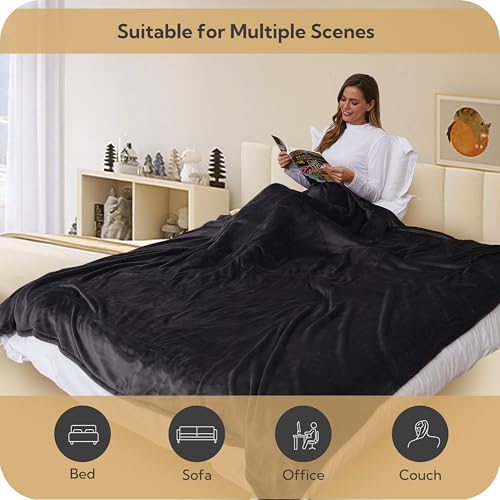 SUNNY HEAT Heated Electric Blanket Full Size 72"x84" - Cozy Warm Flannel Heated Blanket with 4 Heating Levels & 10 Auto Off - Winter Comfort Heating Blanket, Sleep Aid Bedding, Dark Grey