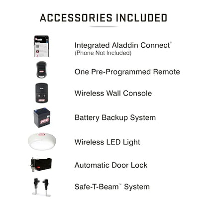 Genie B6172H Wall Mount Smart Garage Door Opener, DC Motor Lifts up to 14ft high 850lbs, Black