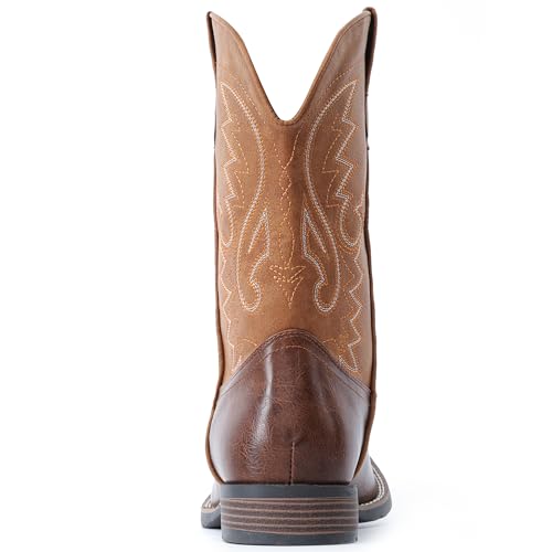 IUV Cowboy Boots For Men with Wide Square Toe Western Retro Boot