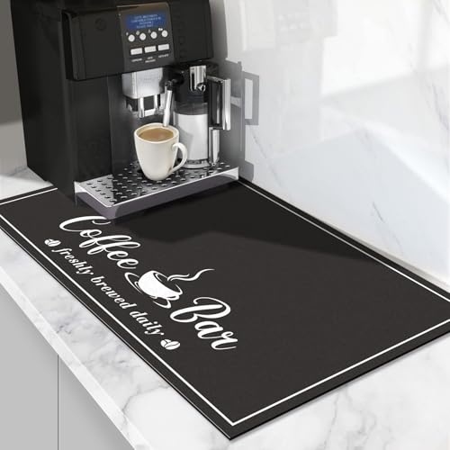 CooRug Fashion Coffee Mat, Dish Drying Mat 12" x 20" Black