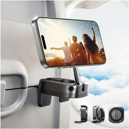 LISEN Airplane Phone Holder Travel Essentials for Magsafe Accessories, Universal Handsfree Airplane Accessories Travel Must Haves Plane Phone Mount Travel Accessories for Flying Gifts fits iPhone 15