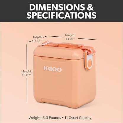 Igloo Apricot 11 Qt Tag-Along Too Strapped Picnic Style Cooler