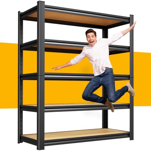 71.2''Heavy Duty Storage Shelves,5-Tier Garage Shelving,Adjustable Metal Shelving Unit,Tall Garage Shelves,Metal Standing Shelf Units, Utility Rack for Kitchen Warehouse Industrial 71.2*35.4*15.7