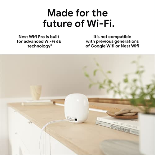 Google Nest WiFi Pro - 6E - Reliable Wi-Fi System with Fast Speed and Whole Home Coverage - Mesh Wi-Fi Router - 3 Pack - Snow, Linen, Fog
