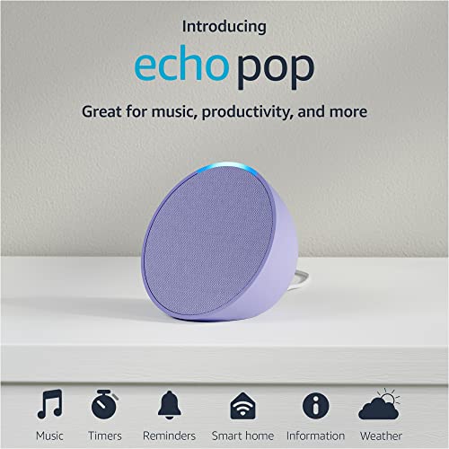 Amazon Echo Pop | Full sound compact smart speaker with Alexa | Lavender Bloom