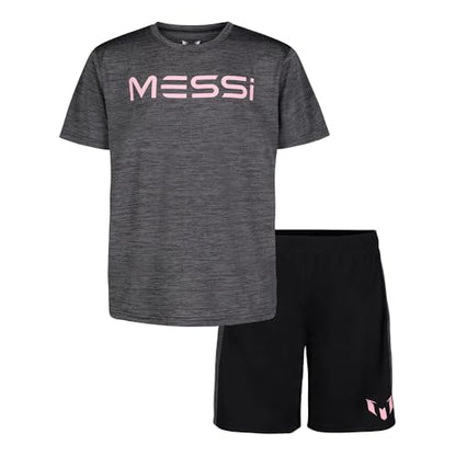 Messi Boys Lifestyle Short Sleeve 2-Piece Set, Jersey Set with Comfortable Top & Shorts