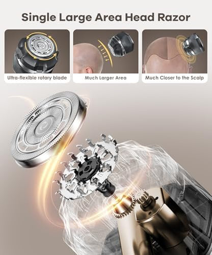 Head Shavers for Bald Men Magnetic Single Blade Electric Shaver with Super Large Blade 10000 RPM Motor IPX8 Waterproof LED Display,Head Shaver (Gray)