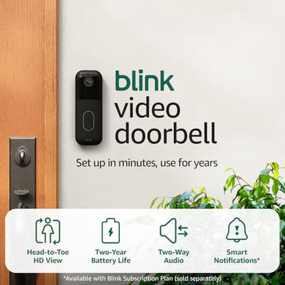 Blink Video Doorbell – Head-to-toe HD view, two-year battery life, and simple setup. Required Sync Module not included – Add-On (Black)
