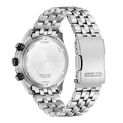 Citizen Men's Eco-Drive Classic Chronograph Watch in Stainless Steel with Perpetual Calendar, Tachymeter, Black Dial