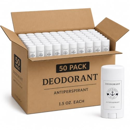 YACHT & SMITH 50 Pack Bulk Travel Size Deodorant Sticks, 1.5 oz Personal Care Supplies, Wholesale Hygiene Products for Shelters, Hotels & Emergency Kits