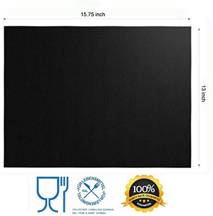 RENOOK Grill Mat Set of 6 - 100% Non-Stick Reusable Mats for Gas, Charcoal or Electric Grills - Easy to Clean - 15.75 x 13-Inch, Black