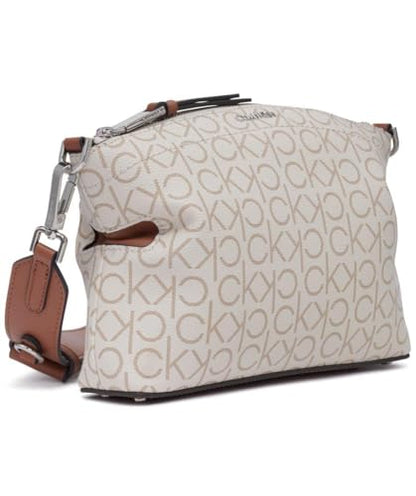 Calvin Klein Cypress 2 in 1 Top Zip Crossbody, Vanilla/Khaki/Caramel, One Size