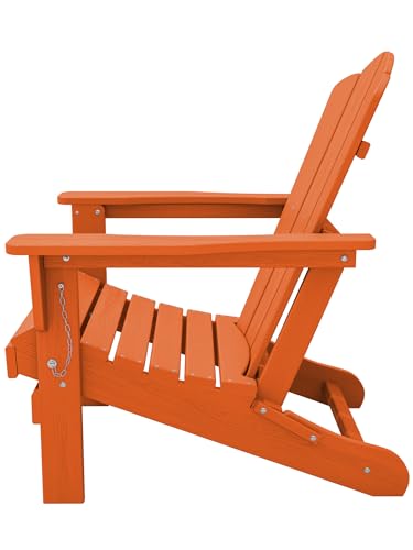 KINGYES Folding Adirondack Chair, HDPE All-Weather Folding Adirondack Chair, Orange