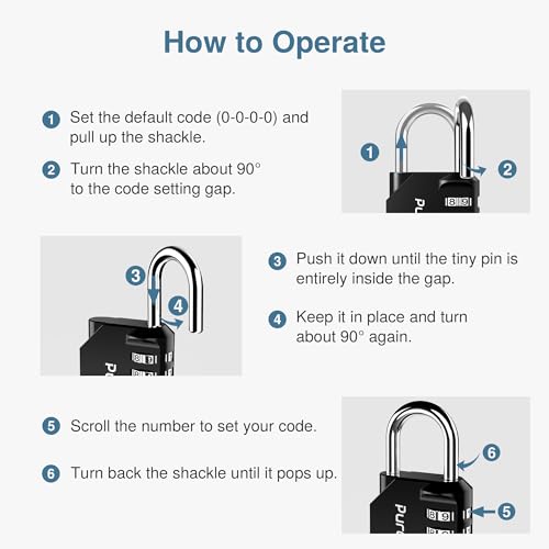 Puroma 2 Pack Combination Lock 4 Digit Locker Lock Outdoor Waterproof Padlock for School Gym Locker, Sports Locker, Fence, Toolbox, Gate, Case, Hasp Storage (Black)