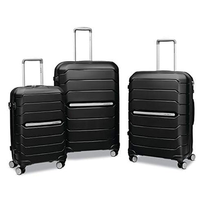 Samsonite Freeform Hardside Expandable with Double Spinner Wheels, Checked-Large 28-Inch, Black