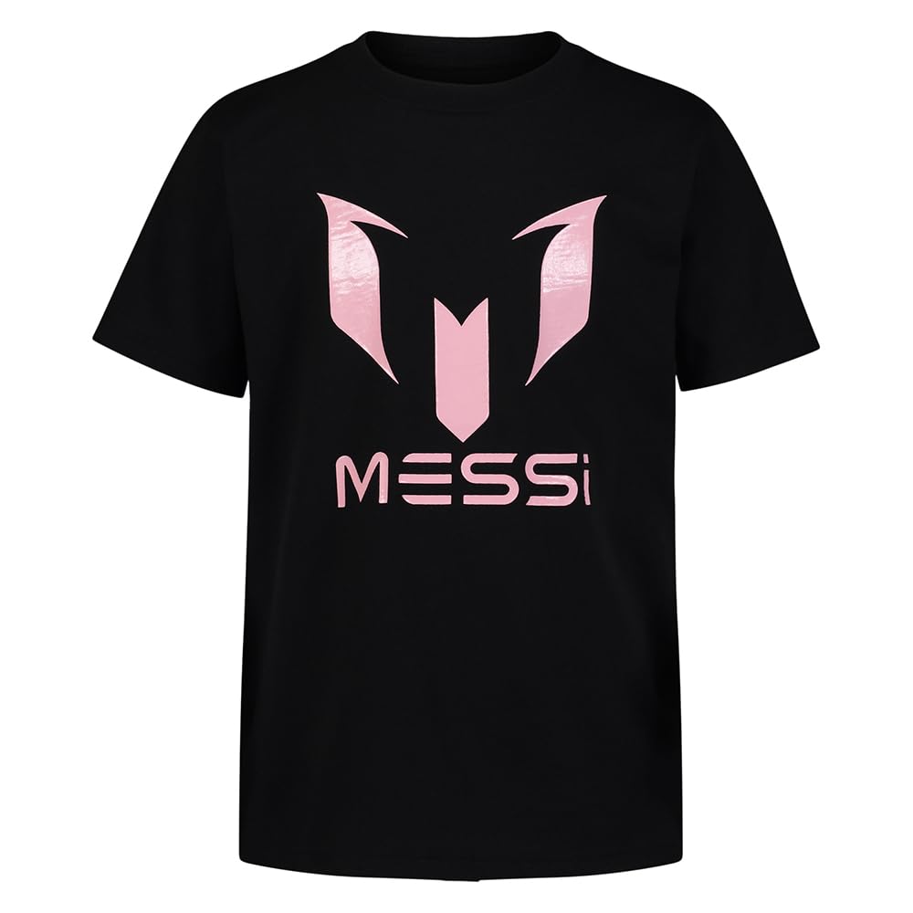 Messi Boys' Lifestyle Short Sleeve T-Shirt, Standard Fit Logo Tee, Cotton Blend Fabric, Stretch Limo