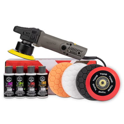 Chemical Guys BUF 503X TORQX Random Orbital Polisher, Pads, Polishes & Compounds Kit (Safe for Cars, Trucks, SUVs, & More) 700W, Orbit 8mm - 9 Items