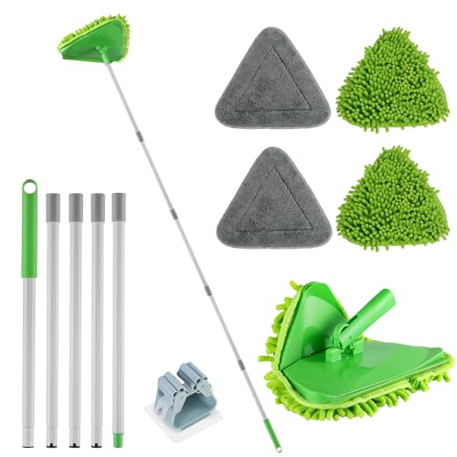 RONSUNG Wall Cleaner Mop, 82-Inch Handle, Baseboard Cleaner Tool, 4 Pads