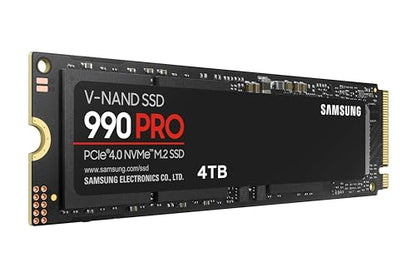 SAMSUNG 990 PRO SSD 4TB PCIe 4.0 M.2 2280 Internal Solid State Hard Drive, Seq. Read Speeds Up to 7,450 MB/s for High End Computing, Gaming, and Heavy Duty Workstations, MZ-V9P4T0B/AM