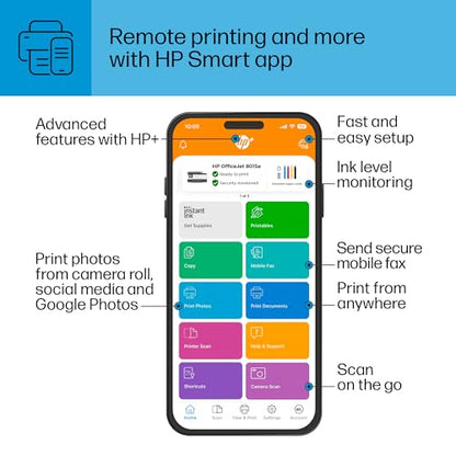 HP OfficeJet 8015e Wireless Color All-in-One Printer with 6 months of ink included with HP+ (228F5A)