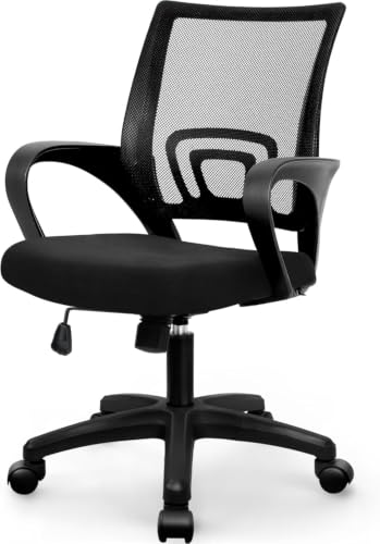 NEO CHAIR Office Computer Ergonomic Mid-Back Mesh Desk Chair, Dark Black