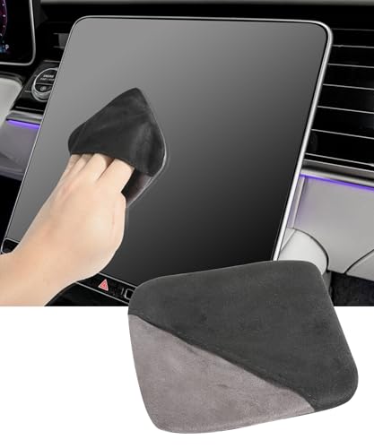 SCUARI Car Screen Cleaner,Touch Screen Cleaner for Car,Car Accessories Car Screen Wipes,Foldable Car Screen Cleaner Cloth,Square Microfiber Screen Cleaning Pad,Fits Car Dashboard LCD Display (Black)