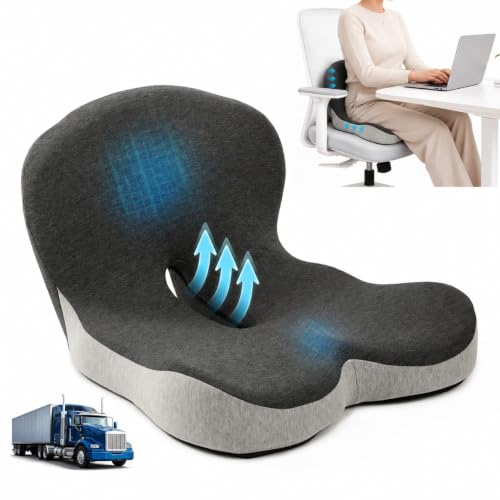 VUTGE Memory Foam Seat Cushion with Lumbar Support for Office Chair and Car