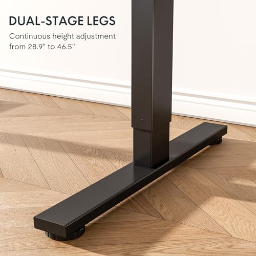 FLEXISPOT EN1 Whole-Piece Standing Desk 48 x 24 Inches Electric Height Adjustable Desk Sit Stand Desk Home Office Desks (Black Frame + Black Table Top)