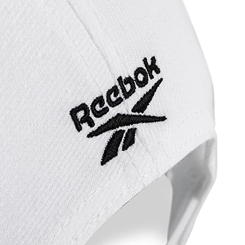 Reebok Medium Curved Brim with Breathable Design Classic Ballcap with Adjustable Snapback for Men and Women (One Size Fits Most), White