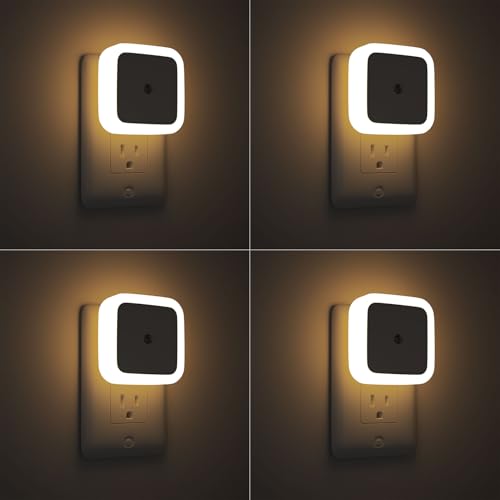 Sujeet Night Light, Night Lights Plug into Wall 4-Pack, Nightlight Plug in Night Lights, Dusk to Dawn Night Lamp Led Night Light for Bedroom, Bathroom, Hallway Warm White