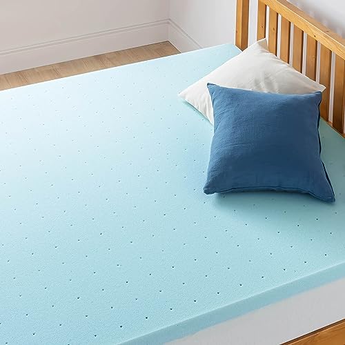 Best Price Mattress 1.5 Inch Ventilated Memory Foam Mattress Topper, Cooling Gel Infusion, CertiPUR-US Certified, Dorm Essentials, Full