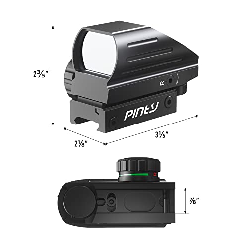 Pinty Red Green Reflex Rifle Scope Dot Sight 4 Different Reticles Black