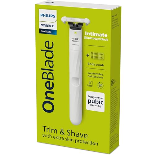 Philips Norelco OneBlade Intimate, Designed for Pubic Grooming, Trim & Shave with Extra Skin Protection, Waterproof, Model QP1924/70