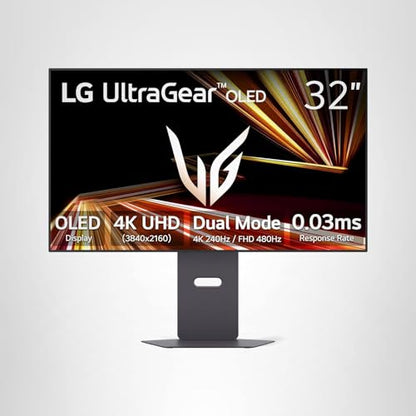 LG 32GX870A-B 32-inch Ultragear 4K UHD (3840 x 2160) OLED Gaming Monitor, Dual-Mode, 240Hz, 0.03ms, NVIDIA, AMD FreeSync Premium Pro, VESA DisplayHDR True Black 400, USB Type-C, DP2.1, Black