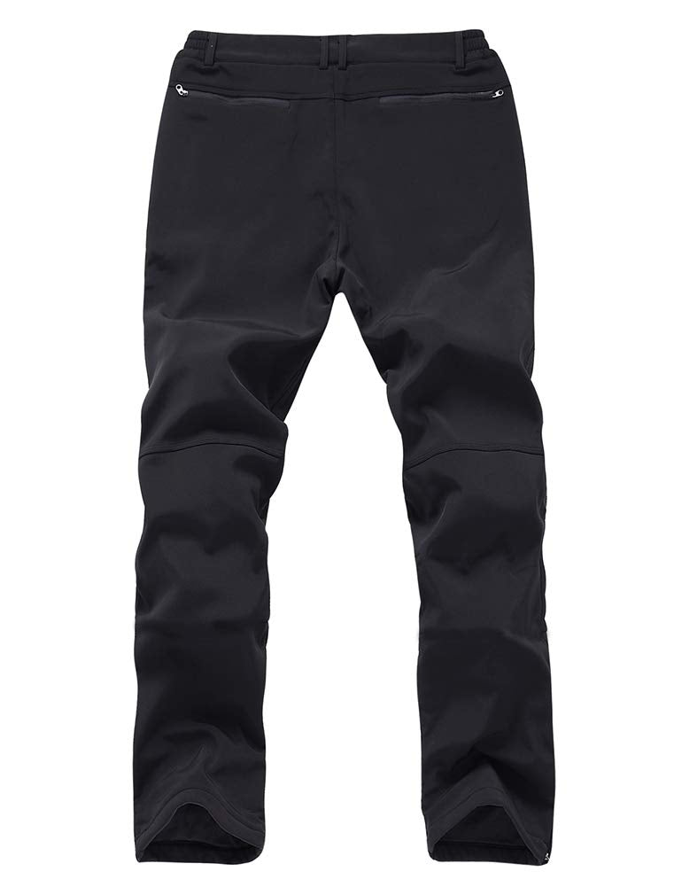 Gash Hao Mens Snow Ski Waterproof Softshell Snowboard Pants Outdoor Hiking Fleece Lined Zipper Bottom Leg (180Black, 30W X 32L)