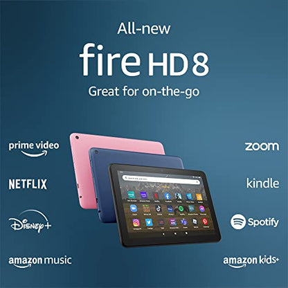 Amazon Fire HD 8 tablet, 8” HD Display, 64 GB, 30% faster processor, designed for portable entertainment, (2022 release), Black