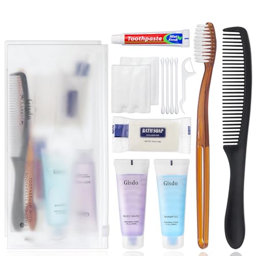 Gisdo 50-Pack Toiletry Kits - Personal Hygiene & Travel Kit for Men, Women & Charity - Disposable, Bulk Homeless Care Package Supplies