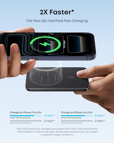 Anker Nano Magnetic Power Bank, 5,000mAh Qi2-Certified 15W Portable Charger